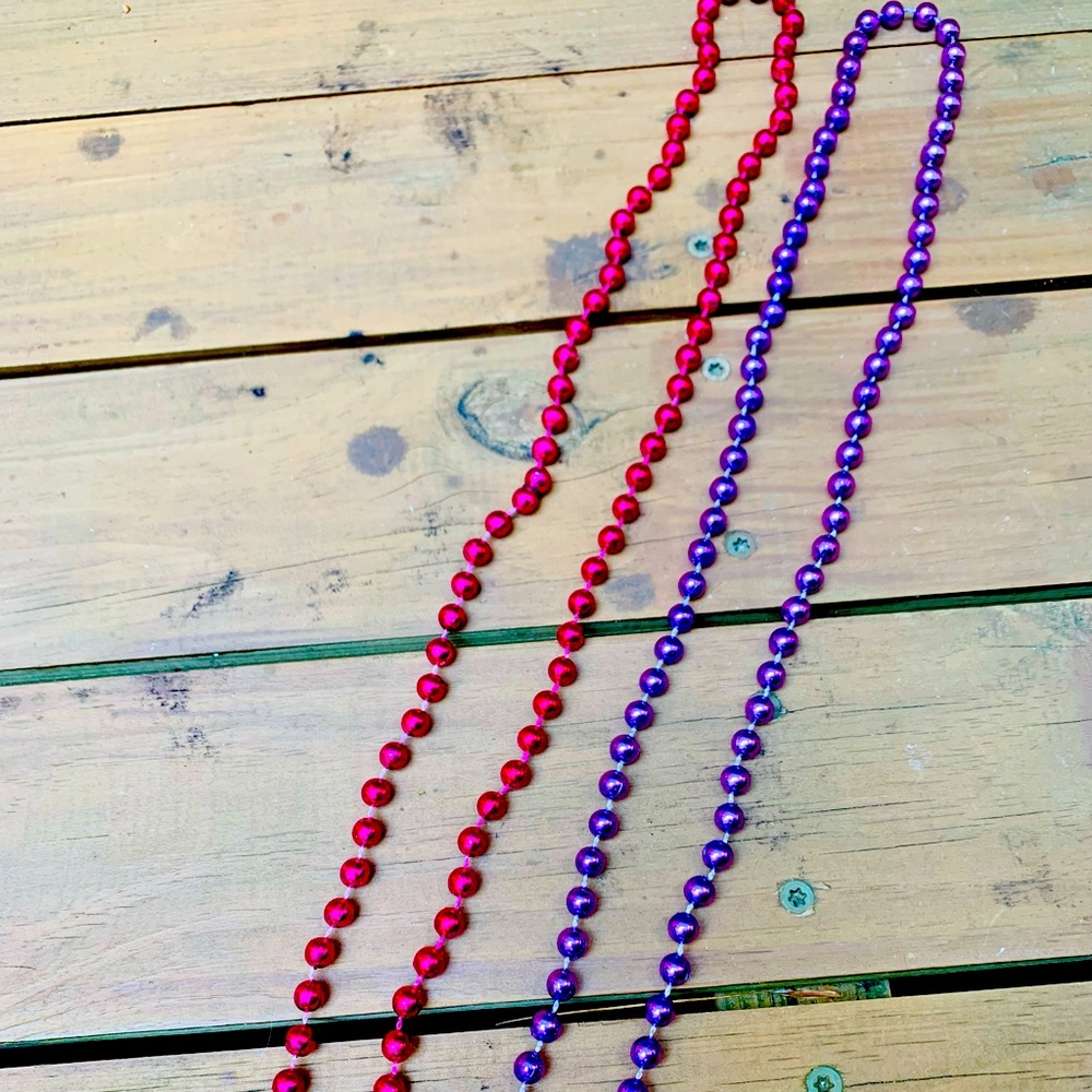 Mardi Gras Beaded necklaces  (2) plastic pink and purple jewelry